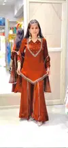 Jf 054 Roman Glass With Real Mirror Work Readymade Suits
